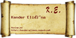 Kender Eliána névjegykártya